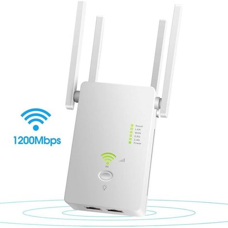 L'amplificateur de signal d'extension de portée WiFi couvre jusqu'à 2640 pieds carrés et 25 appareils, répéteur WiFi double bande jusqu'à 1200 Mbps avec port Ethernet Booster Internet pour la maison (1/4)