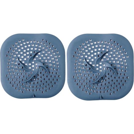 Lot de 2 protecteurs de vidange en silicone avec ventouse, filtre d'évier, attrape-cheveux, filtre pour salle de bain, baignoire, cuisine (bleu)
