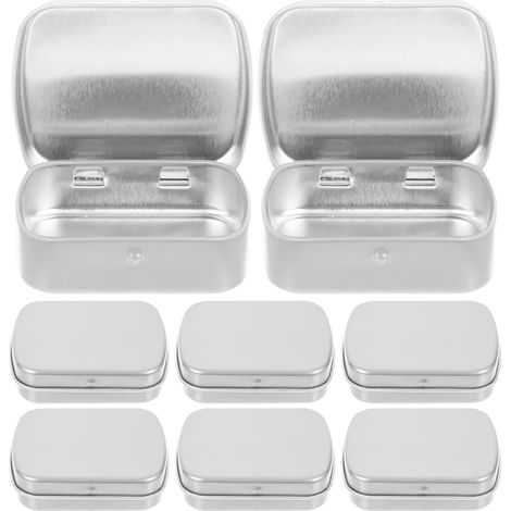 Lot de 10 petites boîtes en fer, boîtes rectangulaires en métal pour ranger pilules et petits objets, pour la maison et l'extérieur. (1/5)