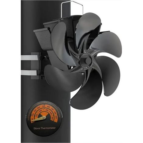 Nazalus-Hot Sale-Holzofenventilator mit 6 Flügeln und Thermometer, Kaminventilator, angetriebene Heizung, befestigt am Schornsteinrohr für Kamin, Pelletofen, Holzkamin