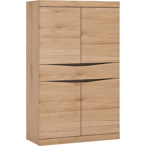 Highboard mit Schubkasten SANFORD-129 in Eiche hell Nb., B/H/T: ca. 86/139/40 cm (1/4)