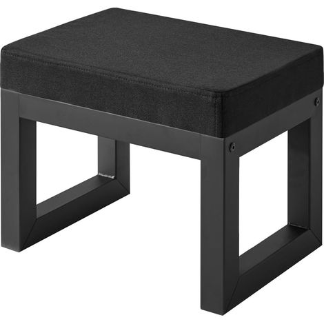 16” Petit Repose-Pieds Ottomane, Repose-Pieds Rectangulaire en Lin Tabouret avec Assise Rembourrée et Pieds en Métal, Ottomane Moderne pour Salon Chambre Fauteuil, Noir (1/5)