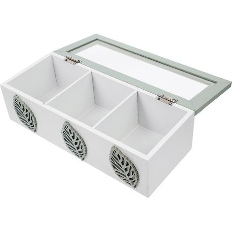 Aufbewahrungsbox für Teebeutel aus Holz, 3-teiliger Teebeutelhalter – 24,00 x 10,00 x 7,00 cm (1/4)