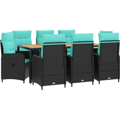 Maison Exclusive - Outdoortisch-Set 9 stk. PE Rattan und pulverbe (1/5)