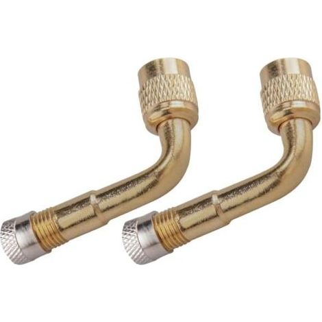 2 Pièces Extensions de Valve Pneu 90 Degrés en Cuivre, Embout Gonflage Velo avec Clapet Anti Retour Trottinette, Adaptateur de Valve pour Voiture, Moto, Vélo, Scooter (1/5)