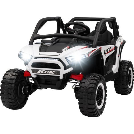 2 Seater 24V 7AH Ride on Truck, Battery Powered Electric Ride On Car w Remote, Suspension, 3 Speeds, White (1/5)