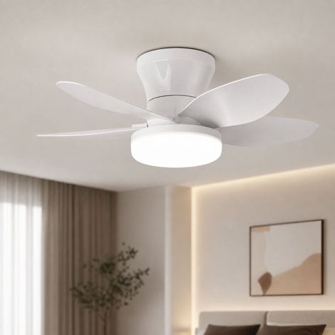 Ventilador de techo con luz LED, 65 cm, motor silencioso de frecuencia variable, control remoto 2.4G, 3 temperaturas de color, blanco. (1/5)