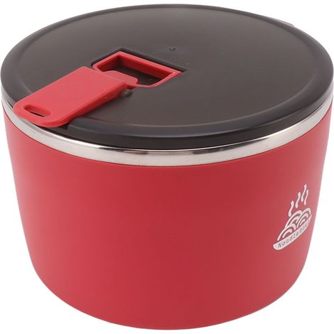 Instantnudelschalen aus Edelstahl, Suppenfilterdeckel, Handyhalterung, 1300 ml, großes Fassungsvermögen, rot, für Studentenwohnheim und Büro (1/5)