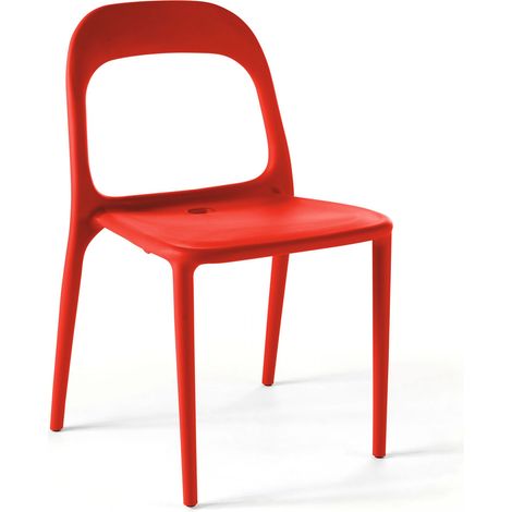 Chaise en plastique de jardin rouge (1/5)