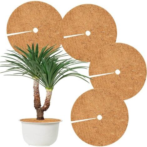 Lot de 4 disques de paillage en Coco - Protection hivernale pour Plantes en Pot - Protection Contre Les Mauvaises Herbes - 30 cm (1/5)