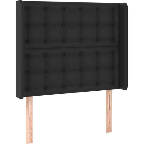 Testiera letto accessorio camera letto mobile imbottito con bordo laterale 103 x 16 x 118/128 cm sintetico nero TDL0204631
