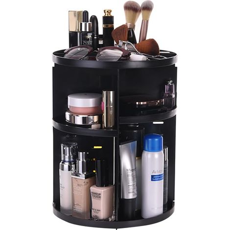 Rangement de Maquillage Tournant à 360 Dégres 8 Couches Organisateur de Cosmétique Ronde (Noir) (1/5)