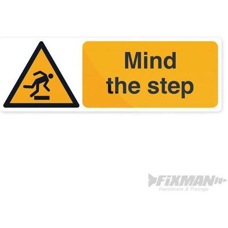 Mind The Step Sign - 300 x 100mm Self-Adhesive