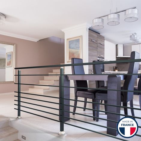 Garde-corps aluminium gris foncé, 3m pose à sceller au sol, intérieur et extérieur, PRISTINA 7 lisses, en kit (1/5)