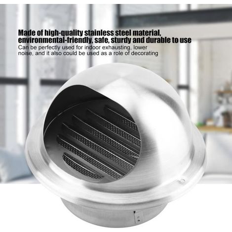 LAT Bouche d'Extraction Inox Ronde Conduit Aérateur d'Air Grille de Ventilation avec un Filet Anti-Insectes 85772 (1/4)