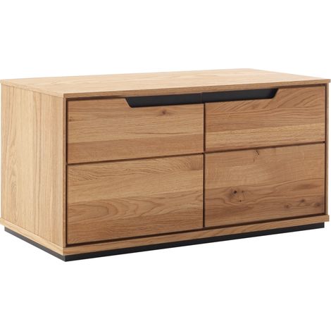 Banc à chaussures 2 portes coloris chêne sauvage massif - Longueur 79 × Profondeur 41 × Hauteur 41 cm (1/4)