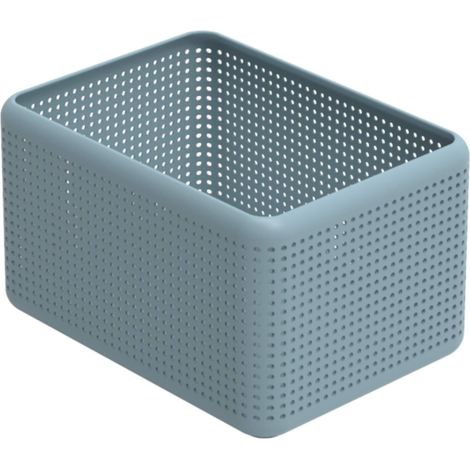 Panier de Rangement Boîte Plastique 13 L Ouverte Empilable Bleu (1/5)