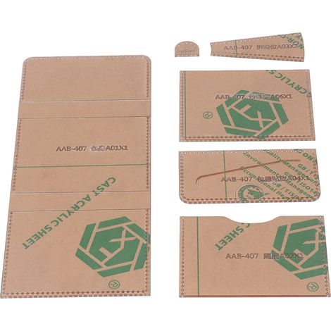 Pochoir Acrylique pour Portefeuille, Gabarit de Coupe Précis Transparent pour Purse, Moule DIY Artisanat Cuir, Outil de Tamponnage, Kit de Découpe (1/5)