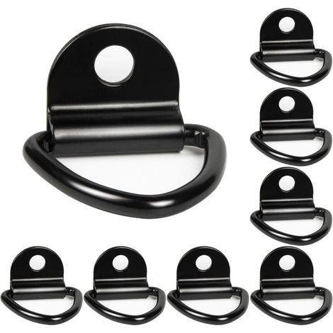 8 Pcs Crochets d'Arrimage pour Anneau en D Noir pour avec Support Kayaks Bateaux Cano毛 Pendentifs Remorques Pickups Camions Autos Jardin (1/4)