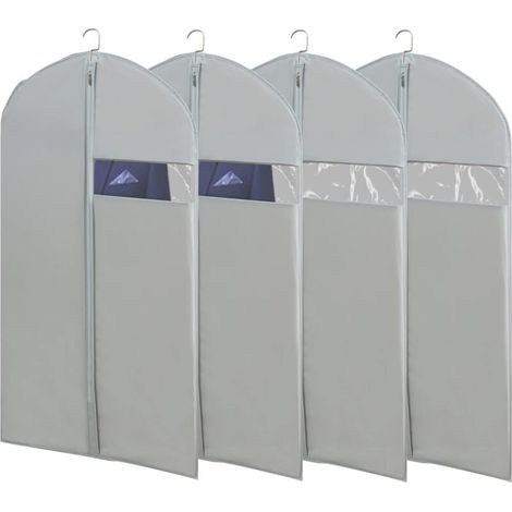 Lot de 4 sacs à vêtements pour le rangement de votre garde-robe, 43 pouces, gris