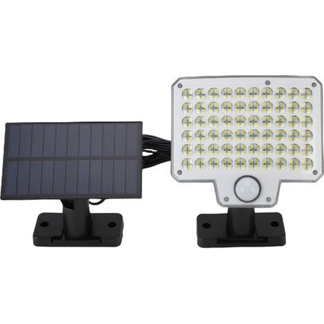 Lampe solaire extérieure avec capteur de mouvement, 3000 lm, 240 LED, IP65, pour mur ou patio, avec télécommande et charge par panneau solaire (1/5)
