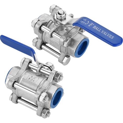 Vanne à bille femelle à passage intégral en trois parties, en acier inoxydable 304, filetage NPT 3/4", 1000WOG (1/5)