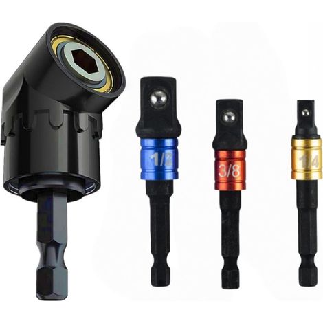 Set di 4 adattatori con impugnature colorate Set di 3 adattatori angolari piccoli Accessori per trapano ad angolo di 105 gradi Accoppiatore a testa quadrata convertibile con impugnatura esagonale per