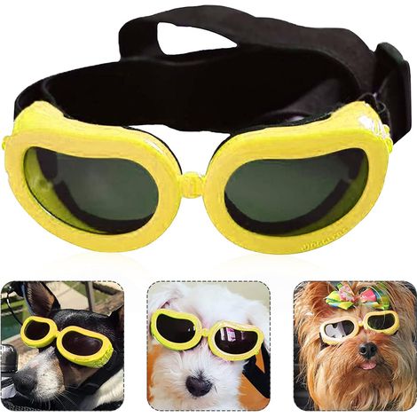 Lunettes de Soleil pour Chien, Lunettes de Soleil Anti-UV pour Chien, Lunettes de Soleil Réglables pour Chien, Lunettes de Soleil pour Chat, Protection Solaire et contre le Vent, Protection des Yeux (1/5)