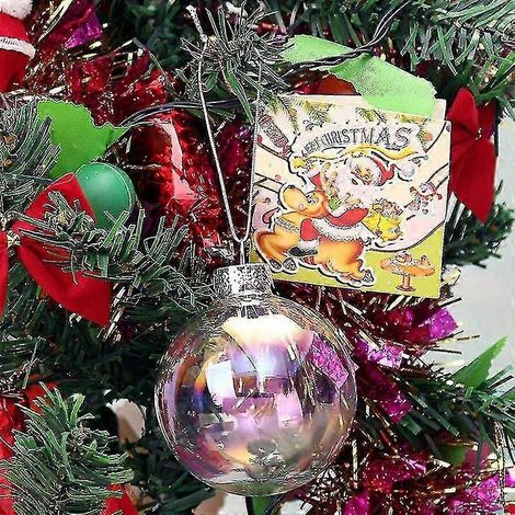 24 bolas navideñas rellenables de plástico transparente de 8 cm para decoración de árboles de Navidad, manualidades y proyectos de bricolaje. (1/5)