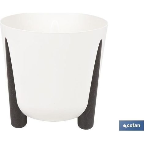 Pot de fleurs avec pieds et filtre de drainage, 8,1 l, couleur crème, Ø 255 x 253 mm, WPC (1/4)