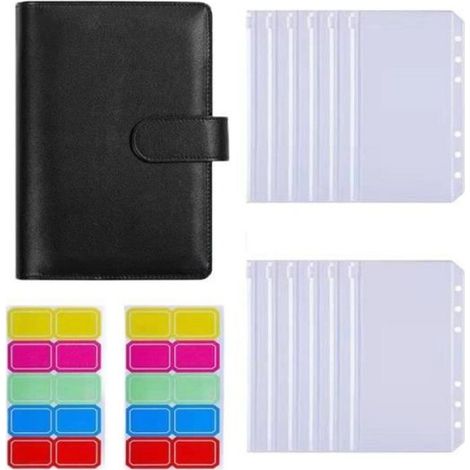 Classeur Budget A6 - Cuir PU - Enveloppes PVC Translucides - Pour Factures et Planning Financier - 12 Pièces (1/3)