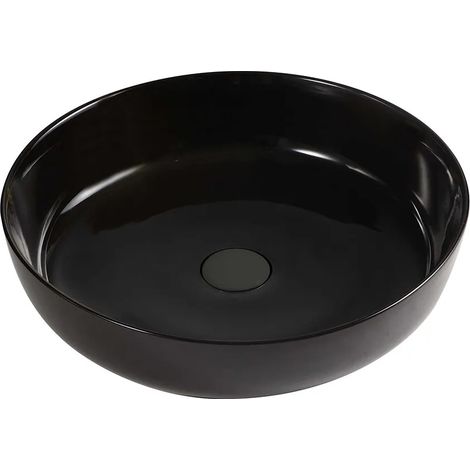 Lavabo da appoggio tondo 33 cm nero lucido in ceramica  Zelos (1/3)