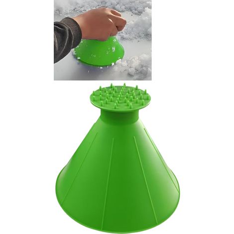Pelle à glace magique pour pare-brise – Pelle à glace ronde avec entonnoir, outil de déneigement professionnel, vert