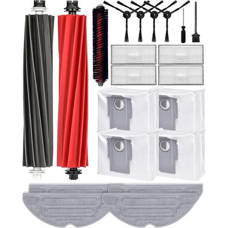 Lot de 21 Accessoires pour Roborock S8 PRO Ultra, 2 Brosses Principales, 4 Brosses Latérales, 4 Sacs à Poussière, 4 Filtres HEPA, 4 Serpillères, Pièces de Rechange (1/4)