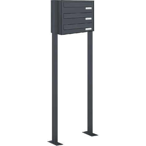3er Standbriefkasten Freistehend Durchwurfanlage RAL 7016 Anthrazit (1/5)