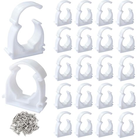 24 Collier De Serrage,Clip De Tuyau 32mm,Pvc Blanc,Fixation Conduites,Eau Domestique (1/5)