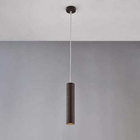 Sospensione in ferro laccato nero GU10 con decorazione effetto ruggine con cavo elettrico regolabile 1 luce H.30 - MAX 100 - Ø8