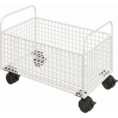 Chariot de rangement mobile pour livres avec poignées blanc pour bureau. (1/5)
