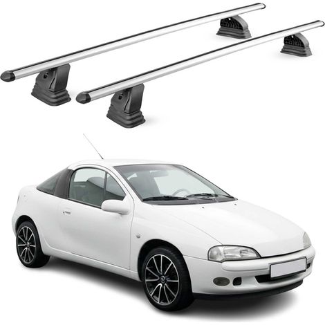 OMAC Barres de toit transversales en aluminium pour Opel Tigra A 1994-2000 – TÜV / DIN 75302:2019 – Antivol inclus – Charge max 75 kg – 2 barres – Gris (1/5)