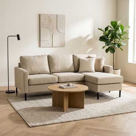 3-Sitzer Ecksofa Blair Stoff beige links und rechts