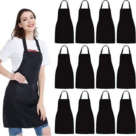 Küchenschürzen, 12er-Set, mit Taschen, geeignet zum Kochen, Basteln, Grillen, Malen und für andere Gelegenheiten.