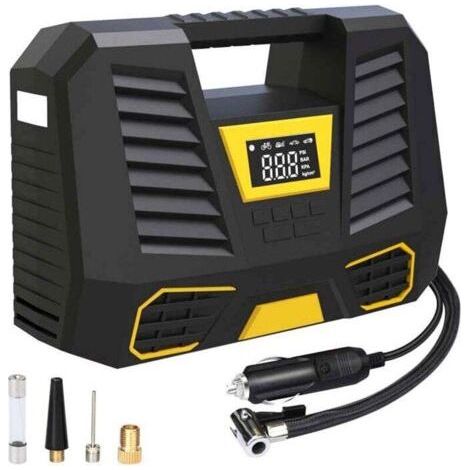 Compresseur à Air Portatif.150 PSI Gonfleur Pneus Voiture.3x2000mAh Mini Compresseur Pneu 12V.Pompe Pneus avec écran LCD Numérique Lampe LED.Compresseur Electrique pour Voiture Velo Moto (1/4)