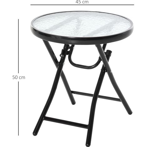 Table de jardin pliante Ø45 cm, table de balcon en métal résistant aux intempéries, table pliante à motif ondulé, table de repas d'extérieur, table de camping ronde, table d'appoint pour jardin et bal (1/5)