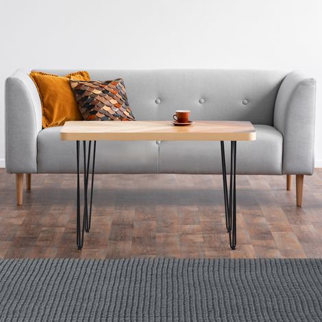 HOMCOM 4er-Set Tischbeine im Industriestil mit Haarnadel-Design, inklusive kratzfester Gummischoner, 12 x 12 x 71 cm, inklusive Befestigungsschrauben, Schwarz