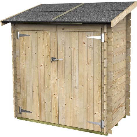 Casetta Box da Giardino per Attrezzi 155x85 cm con Porta Doppia Cieca in Legno Naturale (1/4)