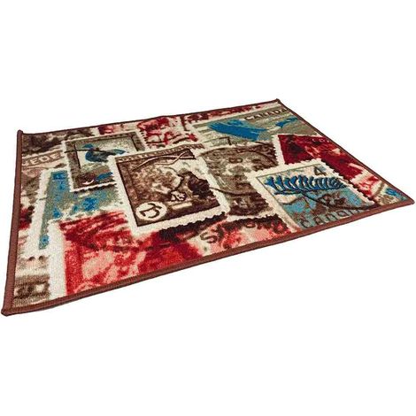 Tappeto moderno 57x80cm con base antiscivolo zerbino arredo per casa cameretta bagno marrone