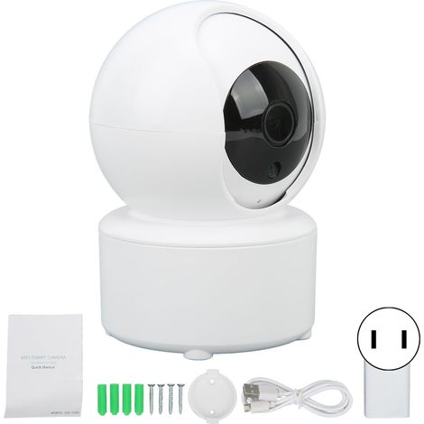 Caméra intelligente intérieure Pan Tilt WiFi, détection infrarouge avec alarme, audio bidirectionnel pour sécurité domestique, prise US. (1/5)