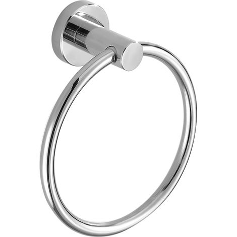 Toallero de pared redondo de acero inoxidable, color plata brillante, apto para baños y cocinas. (1/5)