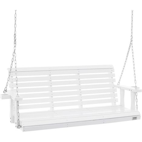 VEVOR Wooden Porch Swing 5.5 ft, Patio bench swing for Courtyard & Garden, Upgraded 880 lbs Strong Load Capacity, Heavy Duty Swing Chair Bench with Hanging Chains for Outdoors, White (1/5)