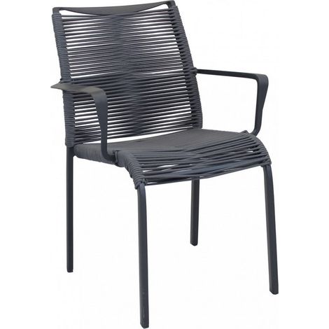 POLTRONA CATALINA ALLUMINIO ANTRACITE RIVESTIMENTO CORDA ANTRACITE 50X60X87H (1/5)
